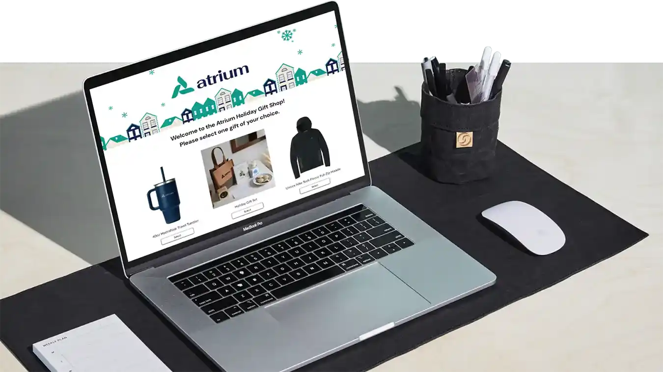 Visual representation of an online gift shop where recipients choose their own gifts