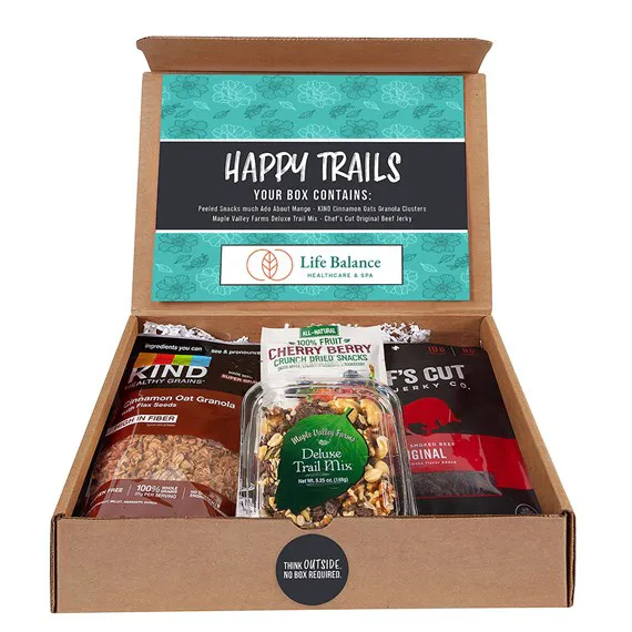 Gourmet food and snack boxes with branded packaging