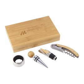 4 Piece Bamboo Wine Gift Set